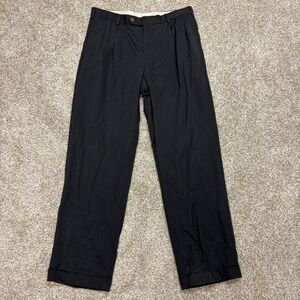 Brooks Brothers 1818 Madison Mens Charcoal Pleated Wool Blend Dress Pants 34x32